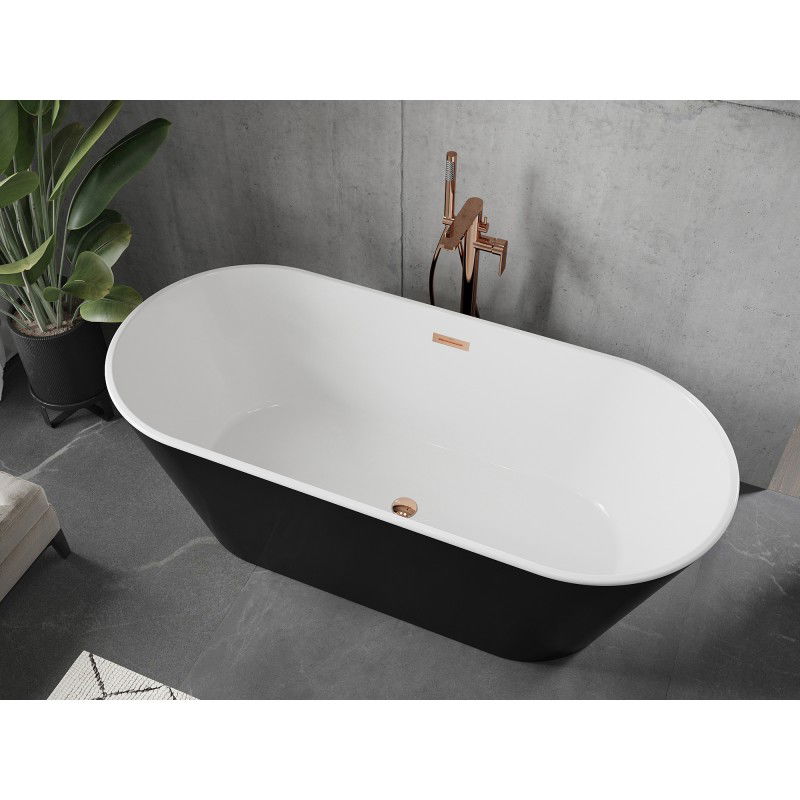 Mexen Flavia Freestanding Bath 170 x 75 cm, White/Black, Overflow Rose Gold - 54031708075-60
