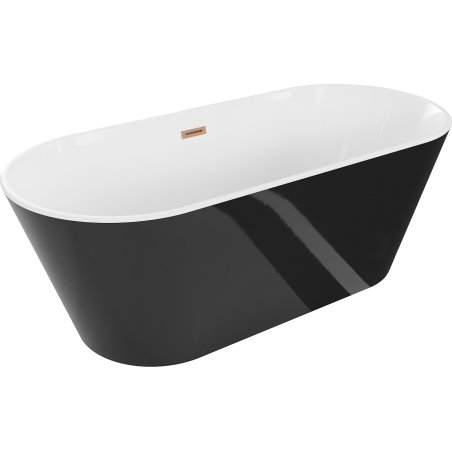 Mexen Flavia freestanding bathtub 67 x 29.5 inches, white/black, brushed copper overflow - 54031708075-65