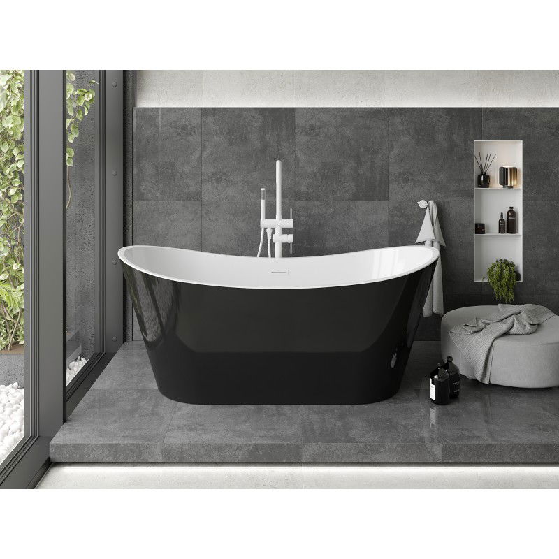 Mexen Montana freestanding bathtub 150 x 75 cm, white/black, white overflow - 52011507575-20
