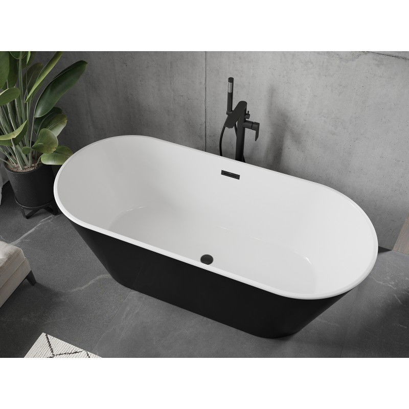 Mexen Flavia freestanding bath 170 x 75 cm, white/black, black overflow - 54031708075-70