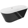 Mexen Flavia freestanding bath 170 x 75 cm, white/black, brushed nickel overflow - 54031708075-97