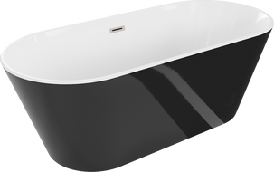Mexen Flavia freestanding bathtub 170 x 75 cm, white/black, brushed nickel overflow - 54031708075-97