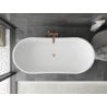 Mexen Montana freestanding bathtub 150 x 75 cm, white/black, brushed copper overflow - 52011507575-65