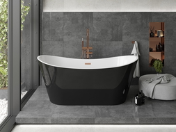 Mexen Montana freestanding bathtub 150 x 75 cm, white/black, brushed copper overflow - 52011507575-65