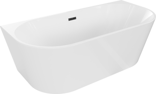 Mexen Oval freestanding back-to-wall bathtub 140 x 75 cm, white, black overflow - 52671407500-70