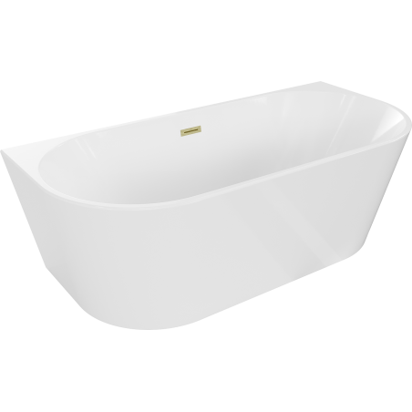 Mexen Oval Freestanding Wall Bathtub 150 x 75 cm, White, Brushed Gold Overflow - 52671507500-55