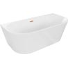 Mexen Oval freestanding wall-adjacent bathtub 150 x 75 cm, white, brushed copper overflow - 52671507500-65