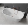Mexen Oval free-standing back-to-wall bathtub 150 x 75 cm, white, brushed copper overflow - 52671507500-65