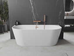 Mexen Oval freestanding wall-adjacent bathtub 150 x 75 cm, white, brushed copper overflow - 52671507500-65