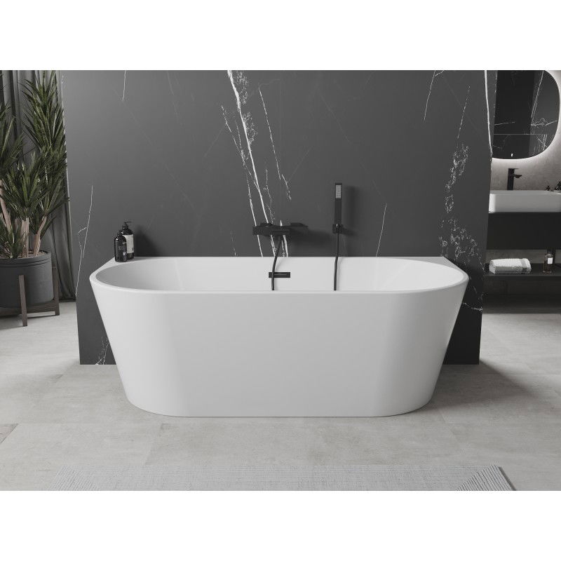 Mexen Oval freestanding wall-adjacent bath 150 x 75 cm, white, black overflow - 52671507500-70