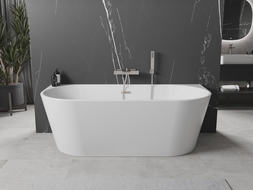 Mexen Oval freestanding wall bathtub 150 x 75 cm, white, brushed nickel overflow - 52671507500-97
