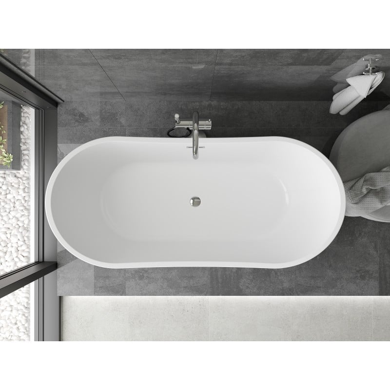 Mexen Montana freestanding bathtub 170 x 80 cm, white, chrome overflow - 52011708000-01