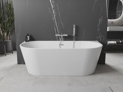 Mexen Oval freestanding back-to-wall bathtub 160 x 80 cm, white, chrome overflow - 52671608000-01