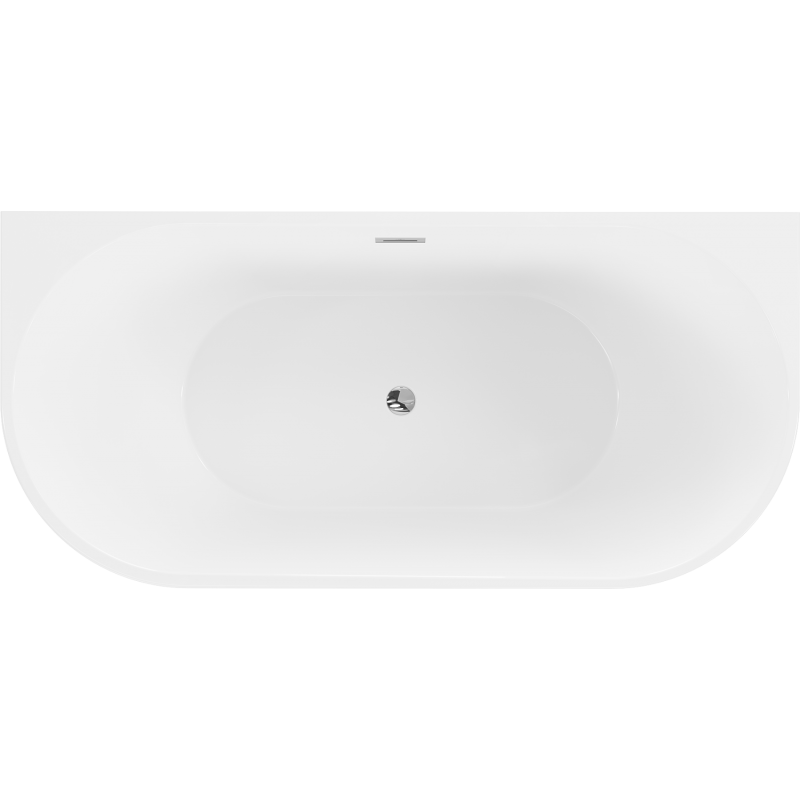 Mexen Oval freestanding back-to-wall bathtub 160 x 80 cm, white, chrome overflow - 52671608000-01