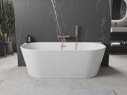 Mexen Oval freestanding wall bathtub 160 x 80 cm, white, overflow pink gold - 52671608000-60