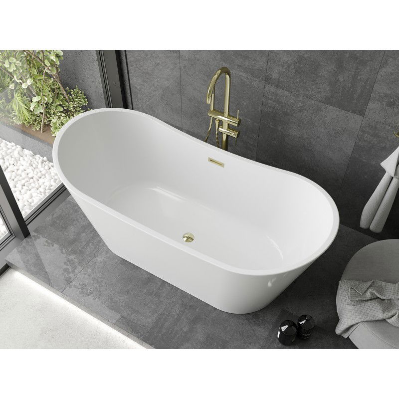 Mexen Montana freestanding bath 170 x 80 cm, white, gold overflow - 52011708000-50
