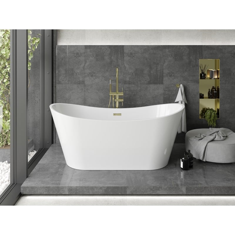 Mexen Montana freestanding bathtub 170 x 80 cm, white, gold overflow - 52011708000-50