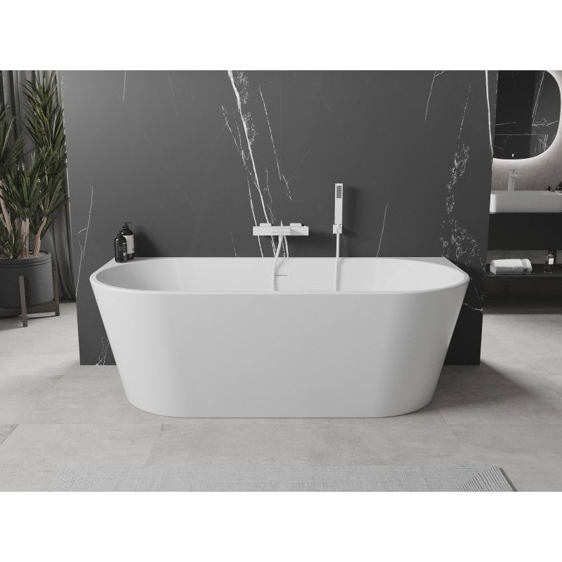 Mexen Oval freestanding wall-mounted bathtub 180 x 80 cm, white, white overflow - 52671808000-20