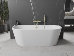 Mexen Oval freestanding wall-mounted bathtub 170 x 80 cm, white, gold overflow - 52671708000-50