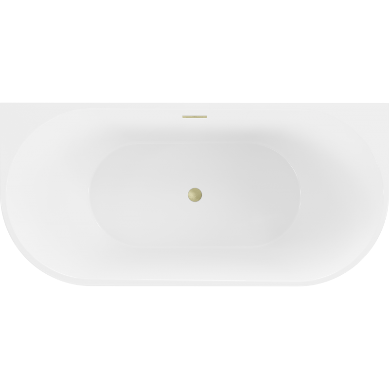 Mexen Oval freestanding wall-adjacent bathtub 170 x 80 cm, white, brushed gold overflow - 52671708000-55