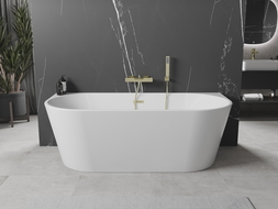 Mexen Oval freestanding wall-mounted bath 170 x 80 cm, white, brushed gold overflow - 52671708000-55