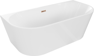 Mexen Oval freestanding back-to-wall bathtub 170 x 80 cm, white, rose gold overflow - 52671708000-60
