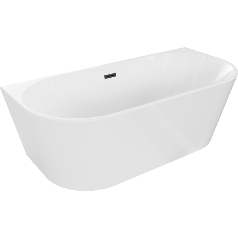 Mexen Oval freestanding wall-mounted bathtub 170 x 80 cm, white, black overflow - 52671708000-70