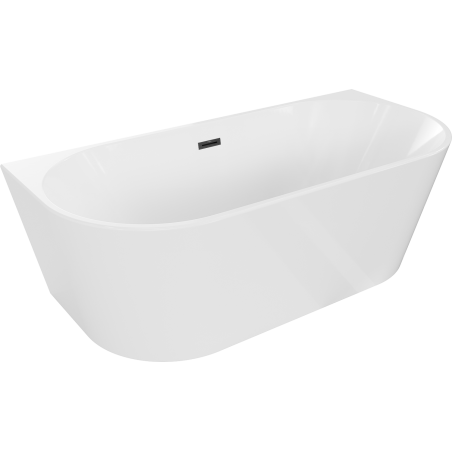Mexen Oval freestanding back-to-wall bath 170 x 80 cm, white, black overflow - 52671708000-70