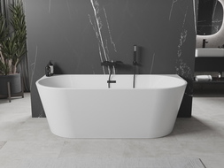 Mexen Oval freestanding wall-mounted bathtub 170 x 80 cm, white, black overflow - 52671708000-70