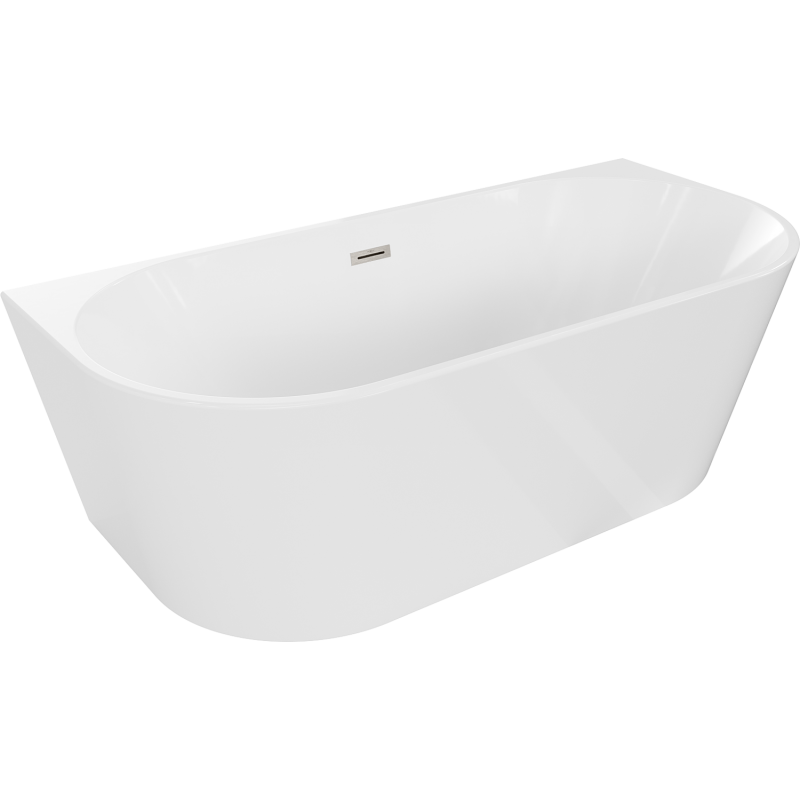 Mexen Oval freestanding wall-mounted bathtub 180 x 80 cm, white, brushed nickel waste - 52671808000-97