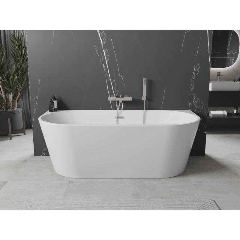Mexen Oval freestanding wall-mounted bathtub 170 x 80 cm, white, brushed nickel overflow - 52671708000-97