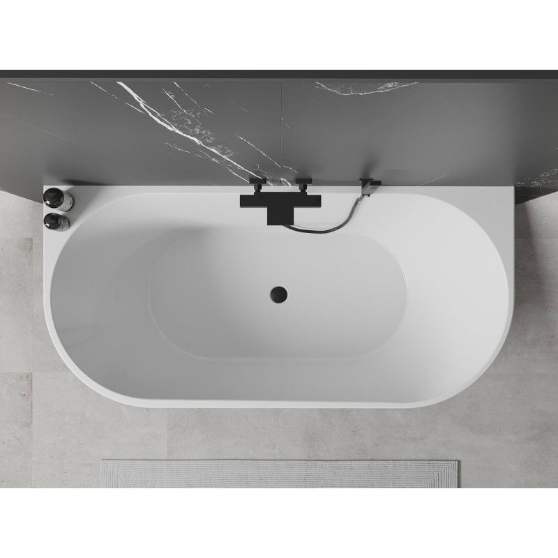 Mexen Oval freestanding wall-mounted bathtub 170 x 80 cm, white, black overflow - 52671708000-70