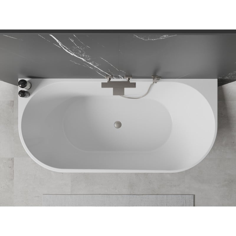 Mexen Oval freestanding wall-mounted bathtub 170 x 80 cm, white, brushed nickel overflow - 52671708000-97