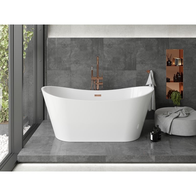 Mexen Montana freestanding bathtub 170 x 80 cm, white, rose gold overflow - 52011708000-60
