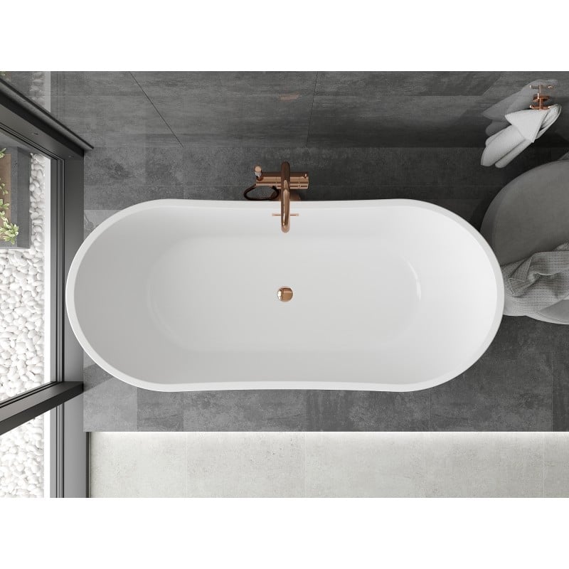 Mexen Montana freestanding bathtub 170 x 80 cm, white, rose gold overflow - 52011708000-60