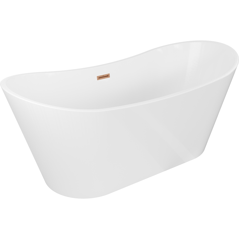 Mexen Montana freestanding bathtub 170 x 80 cm, white, brushed copper overflow - 52011708000-65