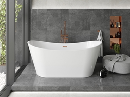 Mexen Montana freestanding bath 170 x 80 cm, white, brushed copper overflow - 52011708000-65