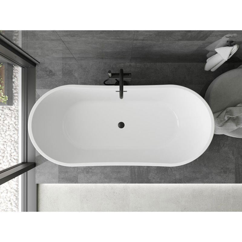 Mexen Montana free-standing bathtub 170 x 80 cm, white, black overflow - 52011708000-70