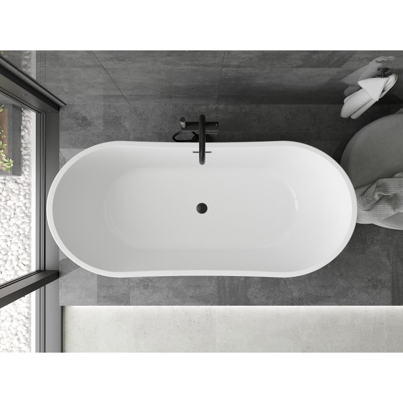 Mexen Montana freestanding bathtub 170 x 80 cm, white, black overflow - 52011708000-70
