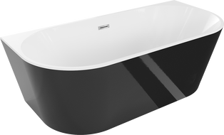 Mexen Oval freestanding wall-mounted bathtub 140 x 75 cm, white/black, chrome overflow - 52671407575-01