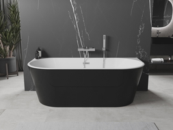 Mexen Oval free-standing wall bathtub 150 x 75 cm, white/black, chrome overflow - 52671507575-01