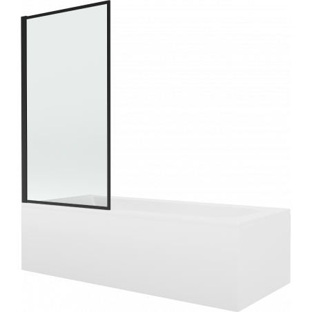 Mexen Vega rectangular bathtub 160 x 70 cm with panels and a 1-wing screen 80 cm, Black pattern - 550116070X9308017070