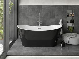 Mexen Montana freestanding bath 170 x 80 cm, white/black, chrome overflow - 52011708075-01