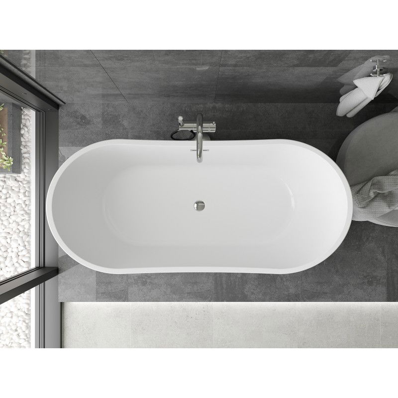 Mexen Montana freestanding bath 170 x 80 cm, white/black, chrome overflow - 52011708075-01
