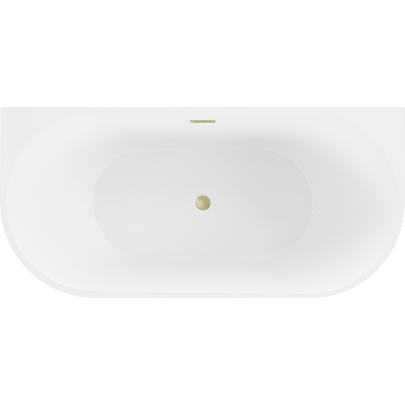 Mexen Oval freestanding back-to-wall bathtub 140 x 75 cm, white/black, brushed gold overflow - 52671407575-55