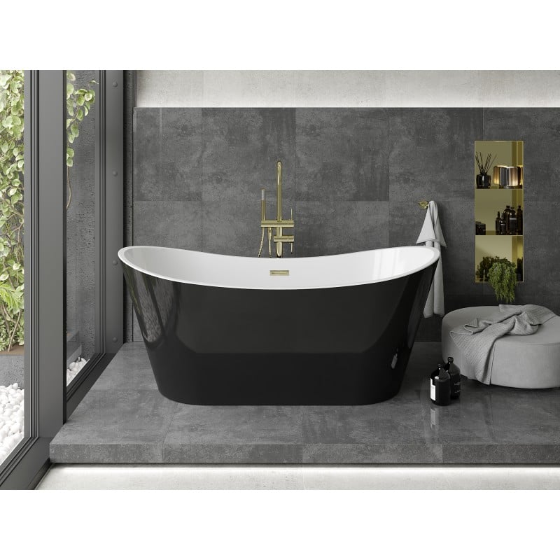 Mexen Montana freestanding bathtub 170 x 80 cm, white/black, gold overflow - 52011708075-50