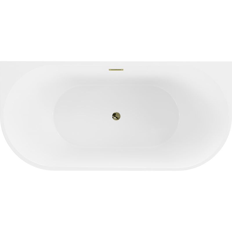 Mexen Oval freestanding back-to-wall bath 140 x 75 cm, white/black, gold overflow - 52671407575-50