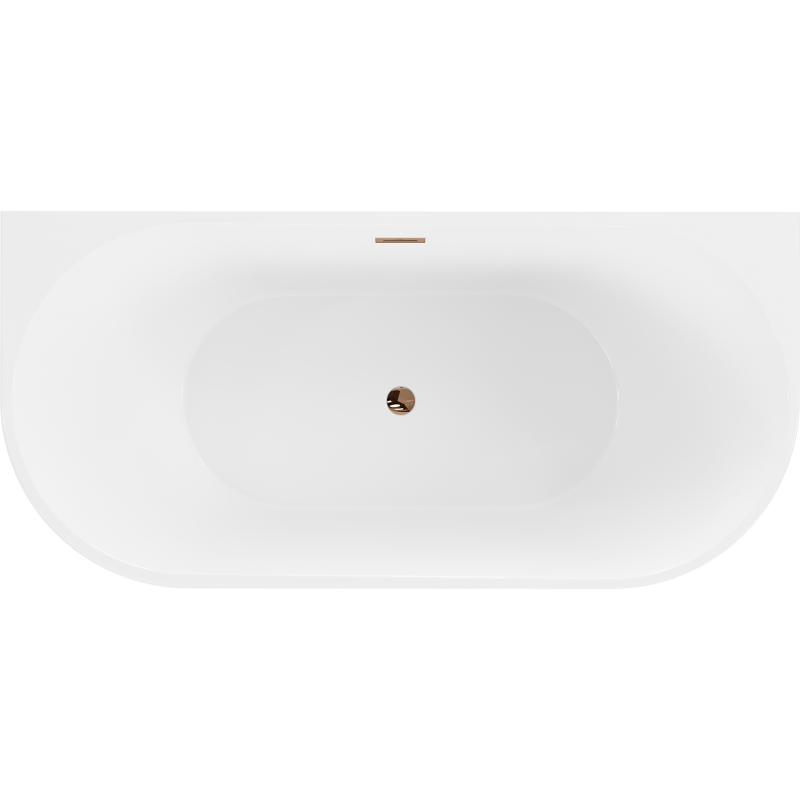 Mexen Oval freestanding wall-mounted bath 150 x 75 cm, white/black, rose gold overflow - 52671507575-60