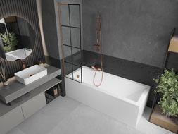 Mexen Next L Single-Panel Bathtub Screen 50 x 150 cm, Black Pattern, Brushed Copper - 895-050-000-03-77-65