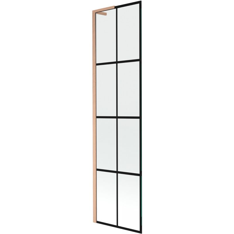 Mexen Next L Single-Panel Bathtub Screen 50 x 150 cm, Black Pattern, Brushed Copper - 895-050-000-03-77-65